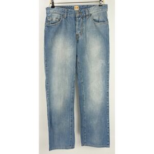 Hugo Boss Orange 31 SUN Men 32 x 34 Light Blue Mid Rise Straight Button Fly Jean